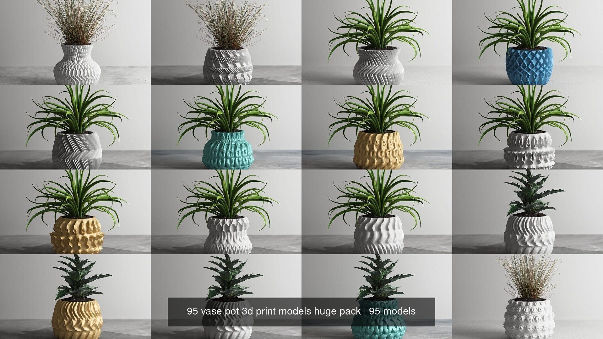 95 vase pot 3d print models huge pack 3D Model Collection_8