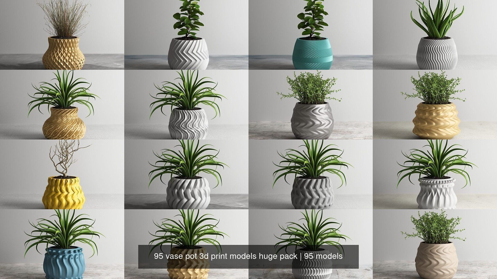 95 vase pot 3d print models huge pack 3D Model Collection_10