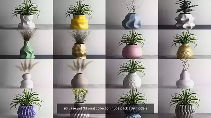 90 vase pot 3d print collection huge pack 