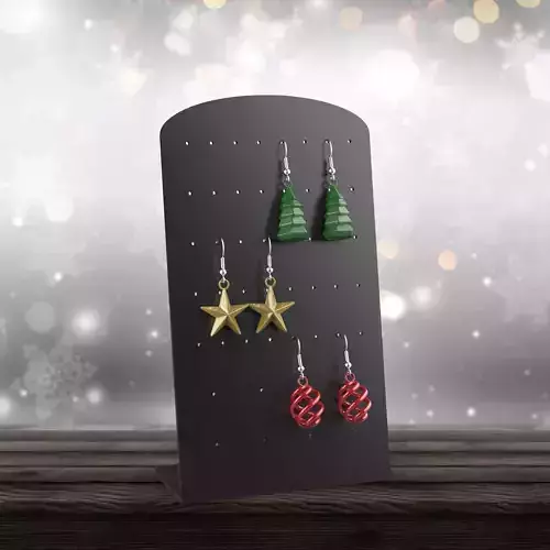 3D Christmas Earrings Set - 3 pairs of Bundle - Dangle Earring 3D print model