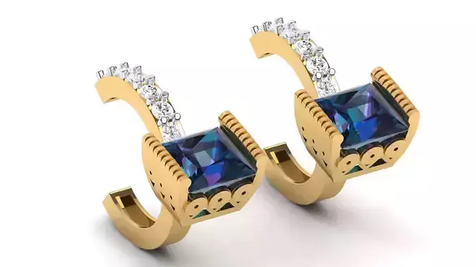 GEMSTONE STUDDED U EARRING U BALI 3D print model