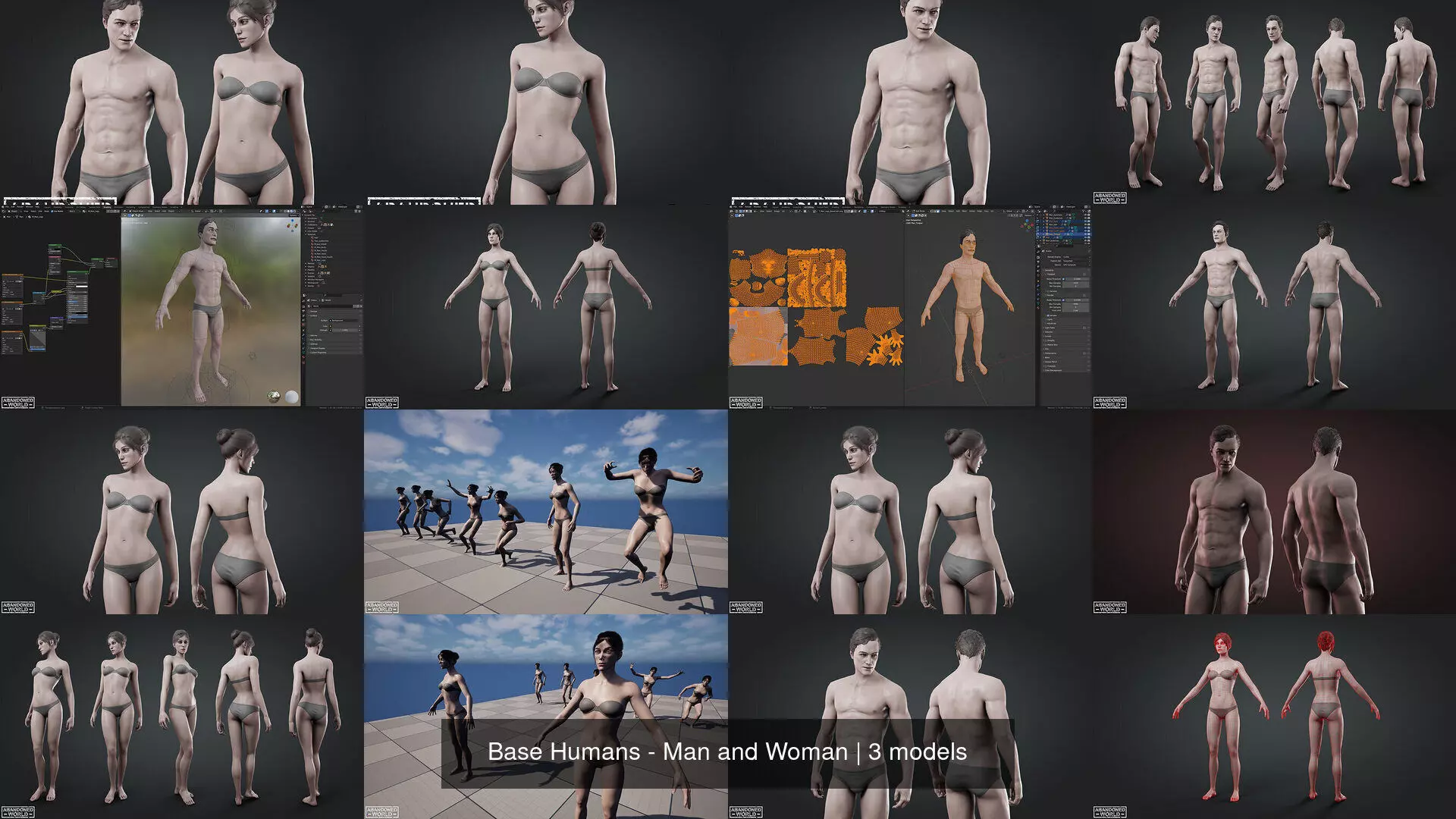 Base Humans - Man and Woman 3D Model Collection_3