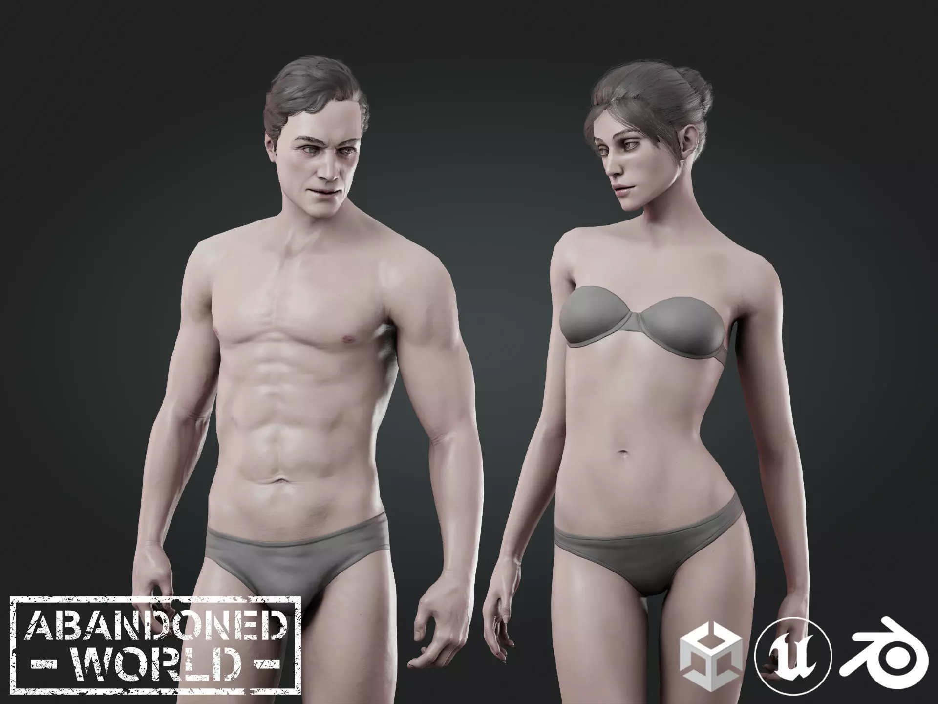 Base Humans - Man and Woman 3D Model Collection_0