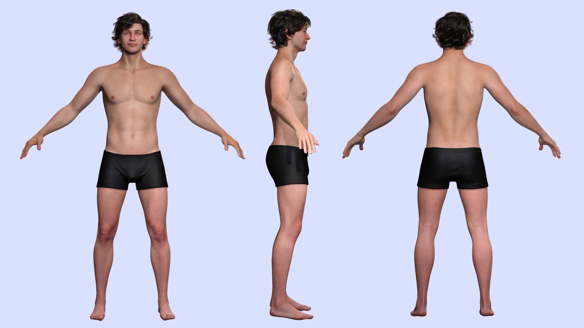 Realistic Male Body Perfect Base Shape Low-poly 3D model 3D Model Collection_6