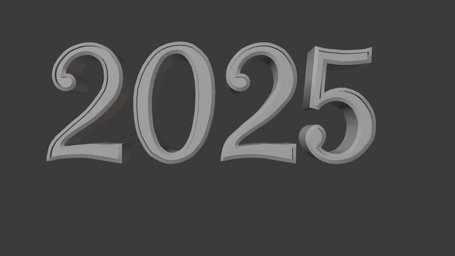 3D 2025 Year Numbers - Celebratory Design Low-poly 3D model_7