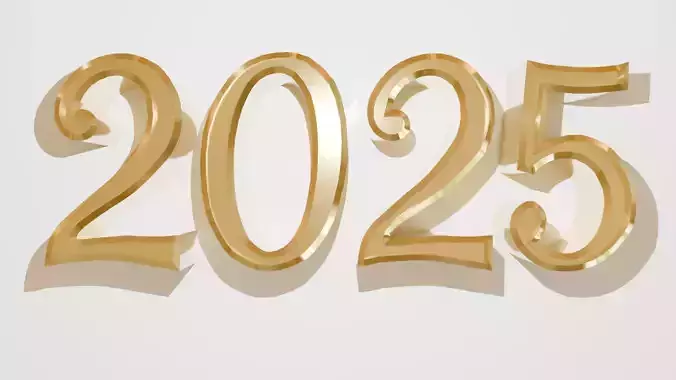 3D 2025 Year Numbers - Celebratory Design 