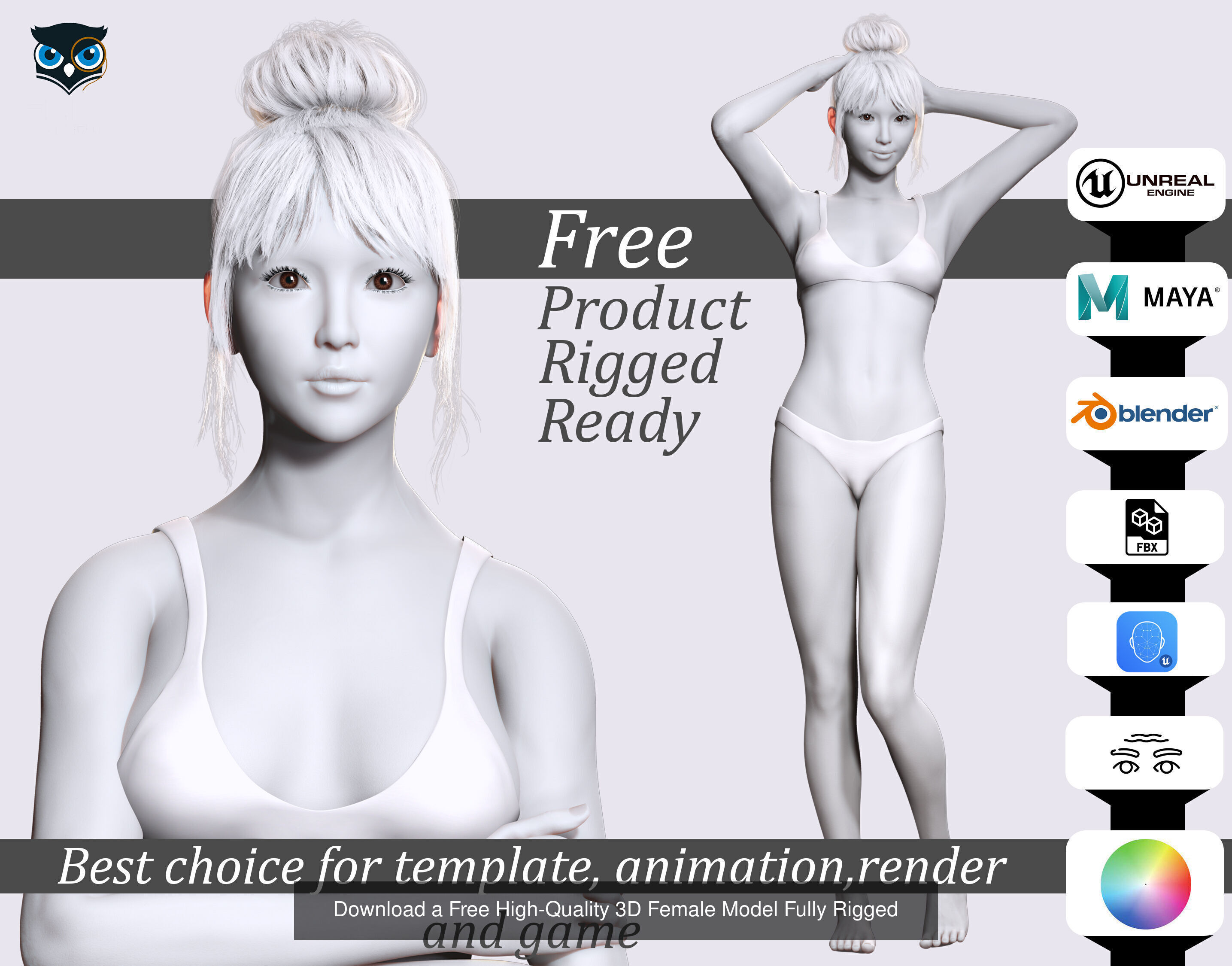 Asian Woman Perfect Base Shape Low-poly 3D model 3D Model Collection_2
