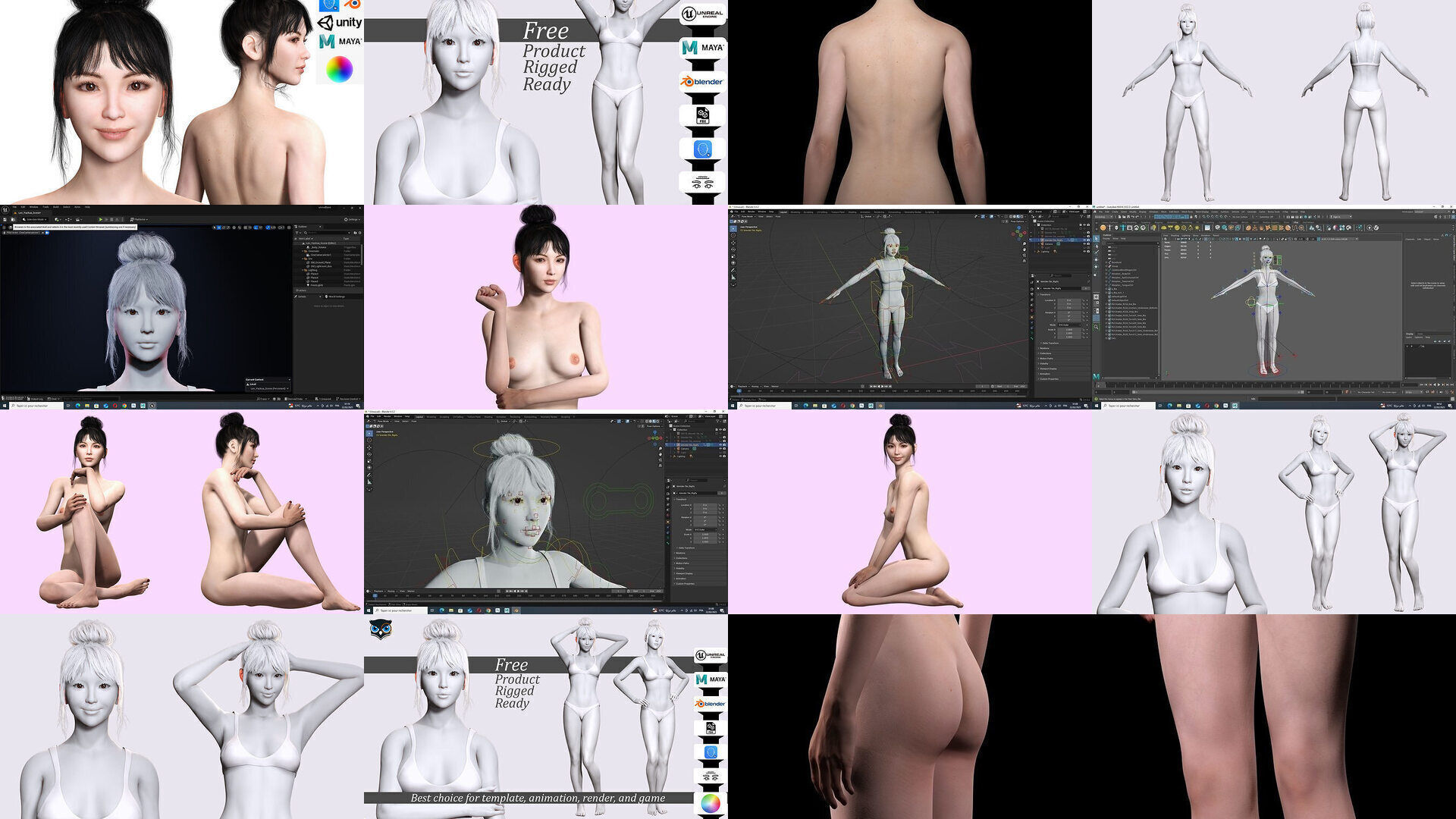 Asian Woman Perfect Base Shape Low-poly 3D model 3D Model Collection_1