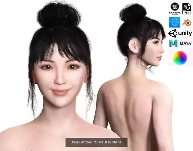 Asian Woman Perfect Base Shape Low-poly 3D model 3D Model Collection Asian Woman Perfect Base Shape Low-poly 3D model 3D Model Collection