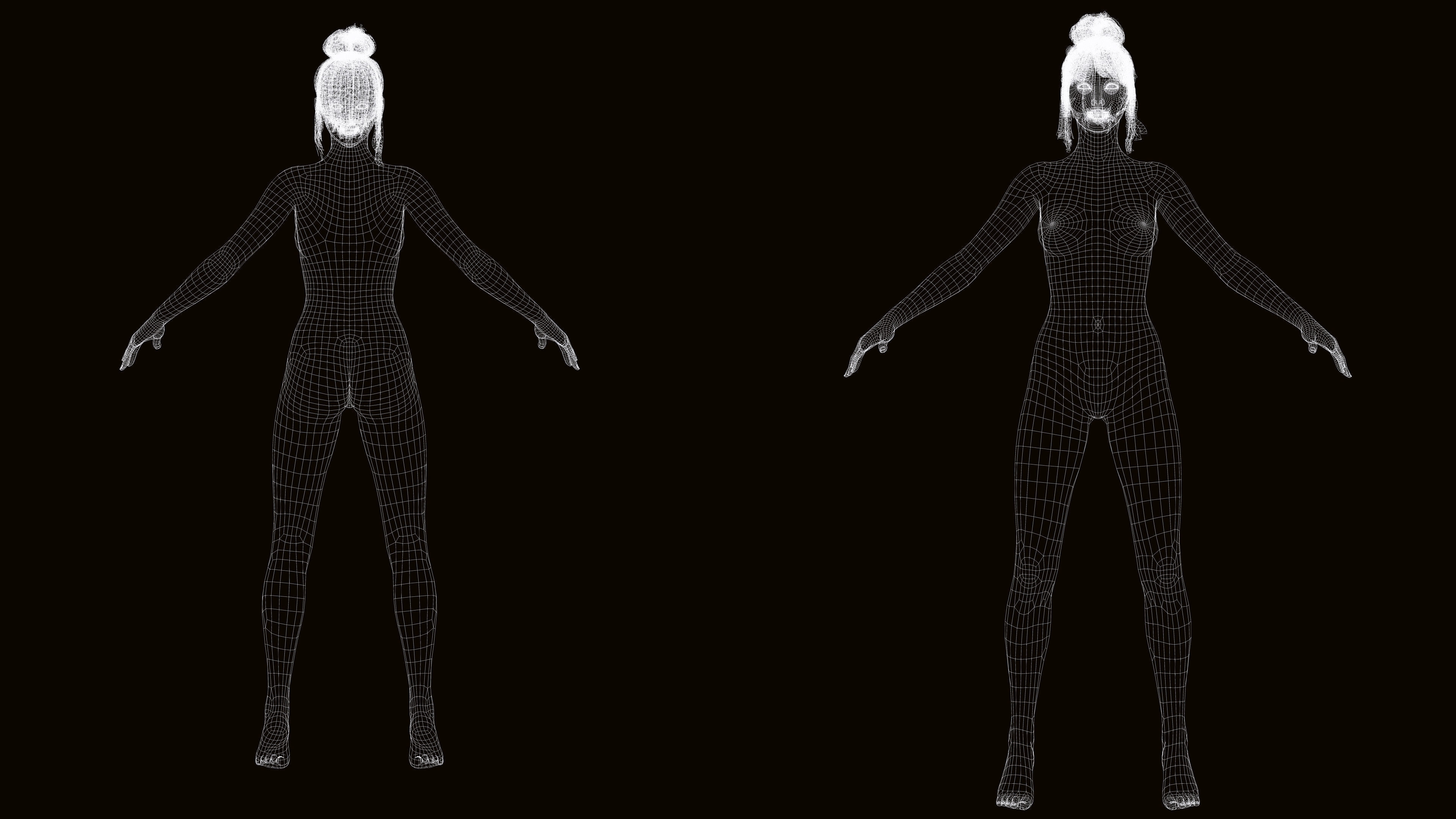 Asian Woman Perfect Base Shape Low-poly 3D model 3D Model Collection_25