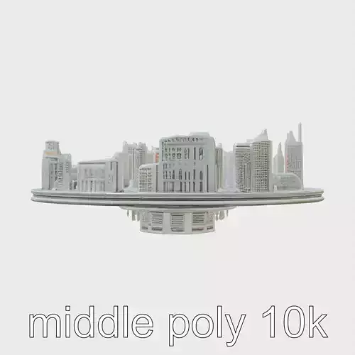 Cyberpunk Futuristic Circular City District 3D Model