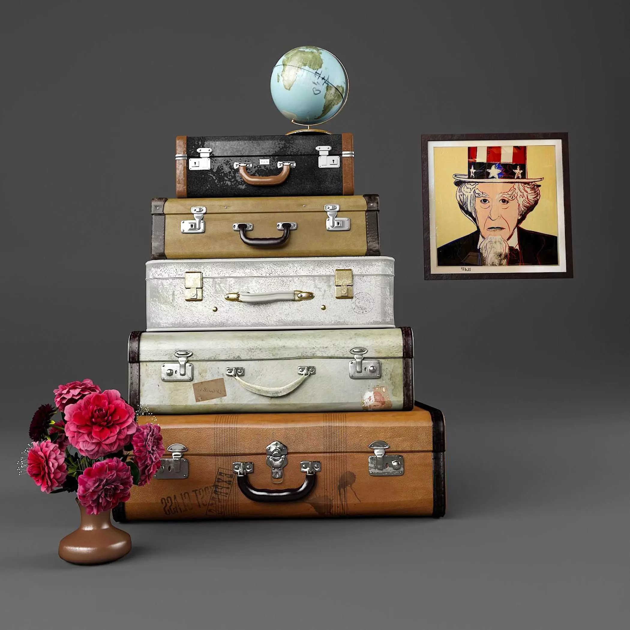 prop decorative suitcase Modern 3D model_0