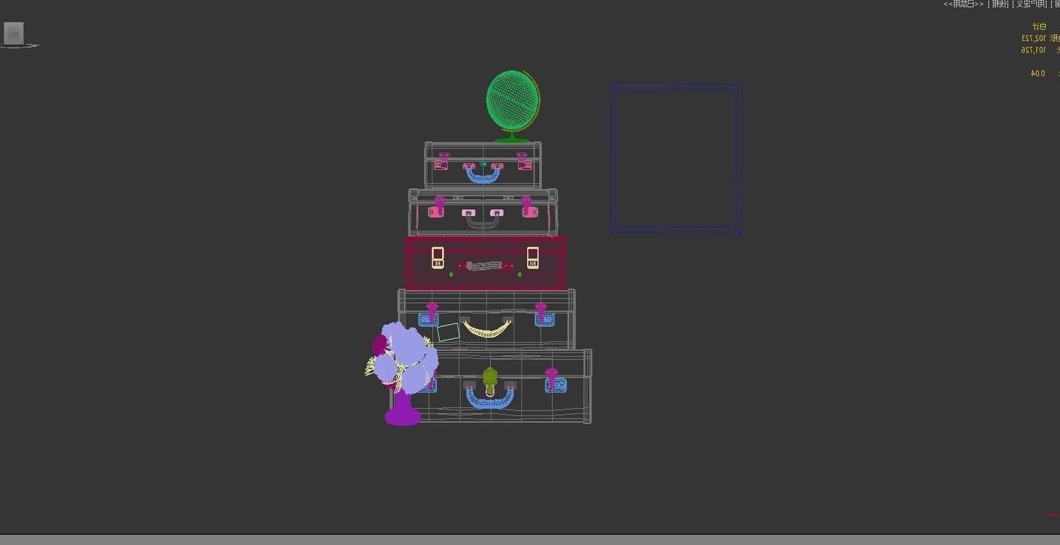 prop decorative suitcase Modern 3D model_6