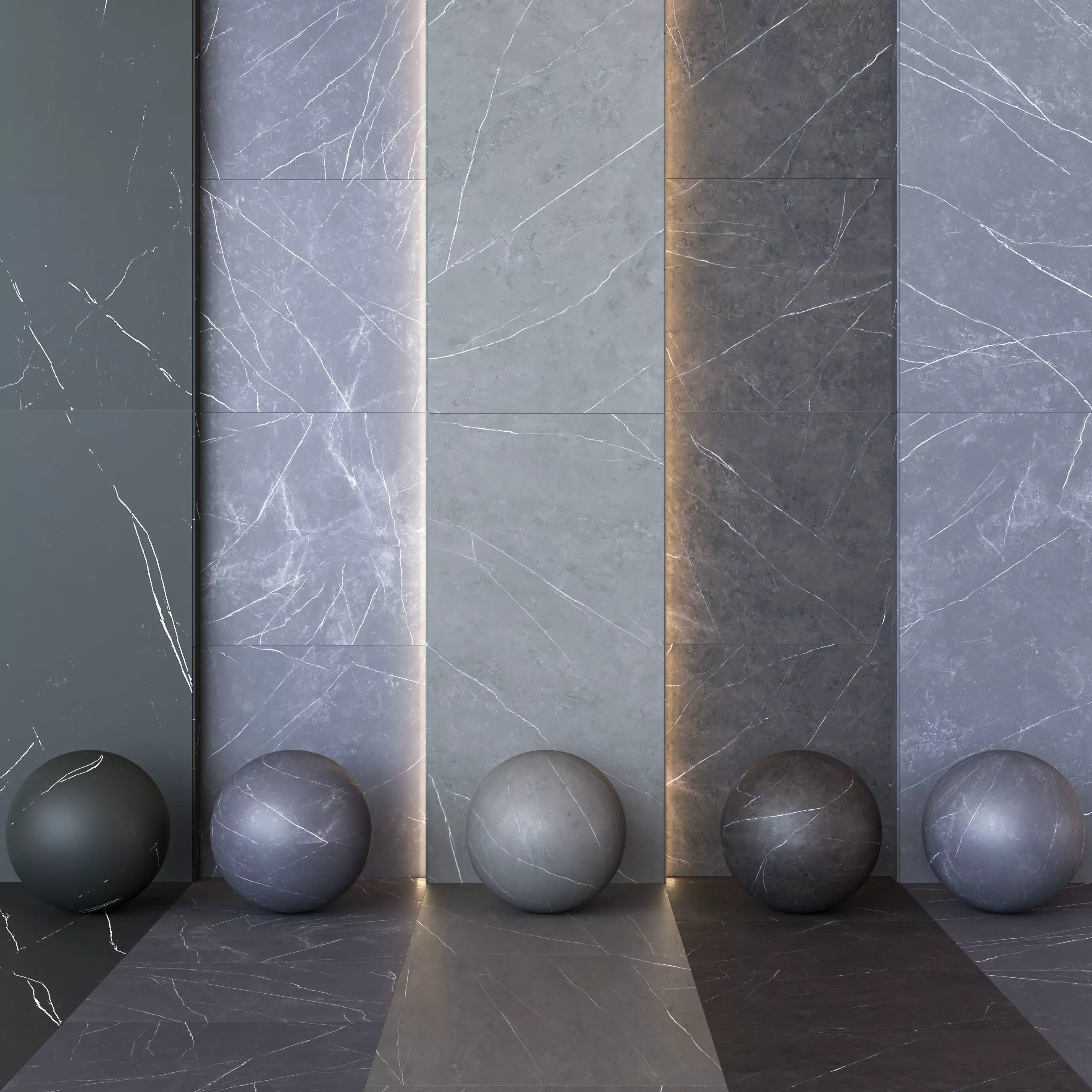 Porcelanosa Liem Tile Set - 10in1 - Black Gray Dark Textures Texture_0