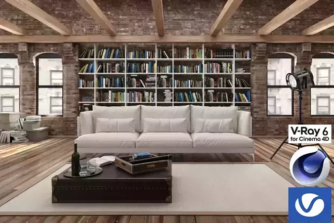 Living Room 04 - Vray6 - C4D