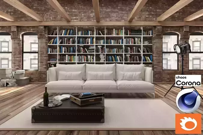 Living Room 04 - Corona - C4D