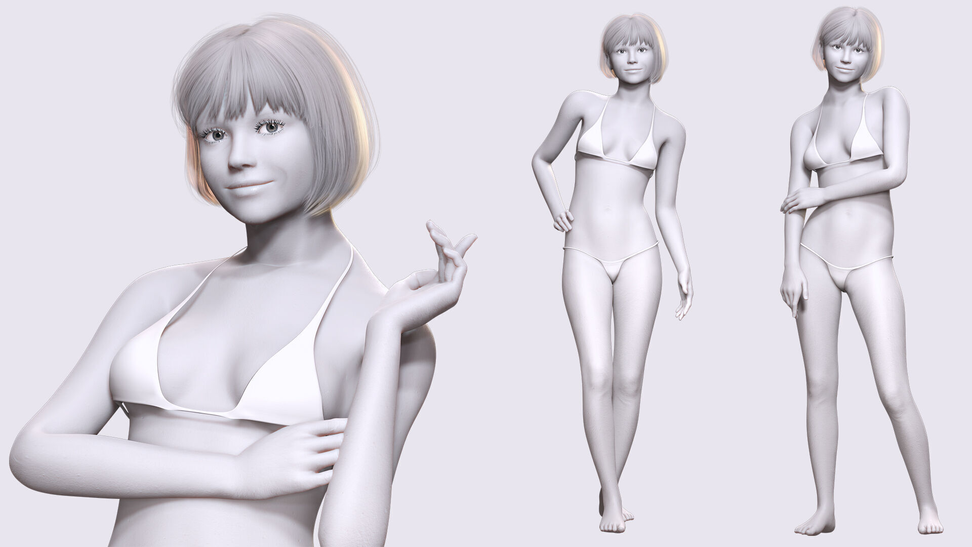Free Rigged Female 3D Character Game Animation Ready Free low-poly 3D model_4