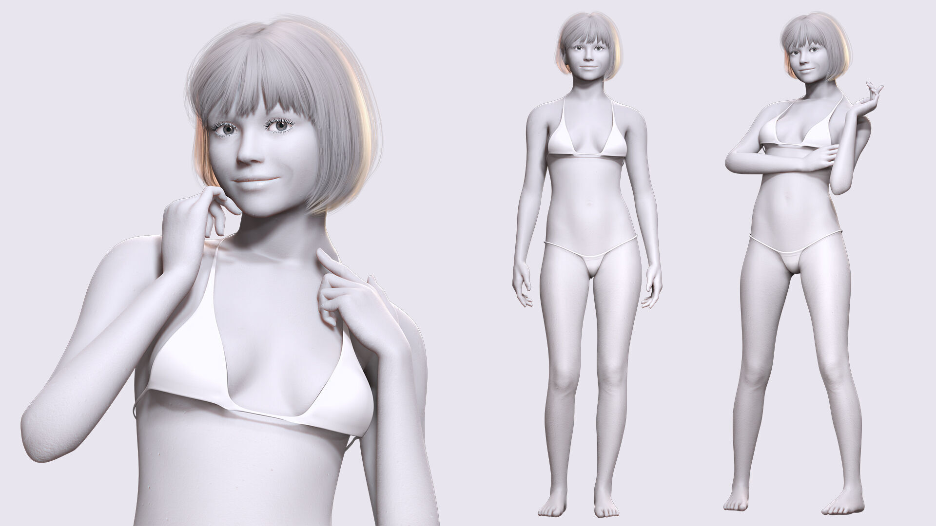 Free Rigged Female 3D Character Game Animation Ready Free low-poly 3D model_3
