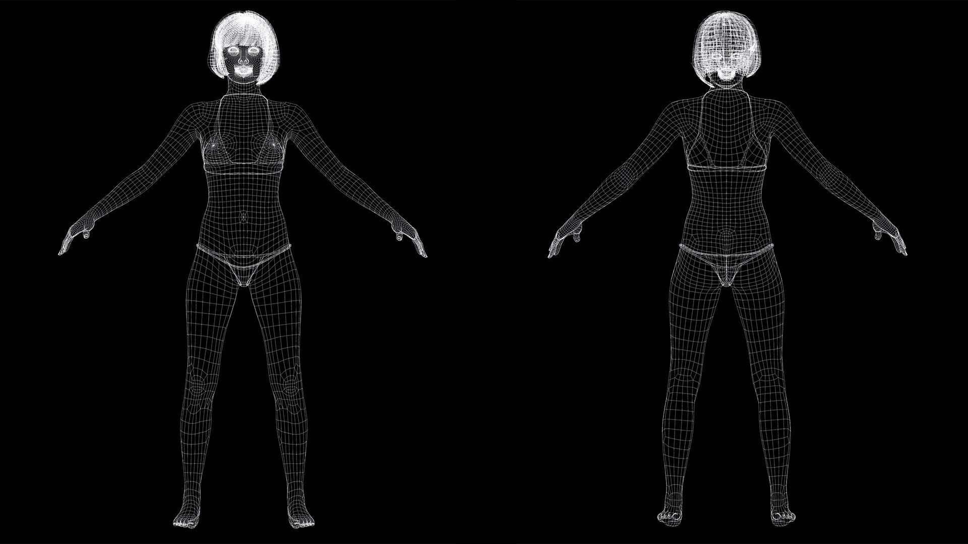 Free Rigged Female 3D Character Game Animation Ready Free low-poly 3D model_9