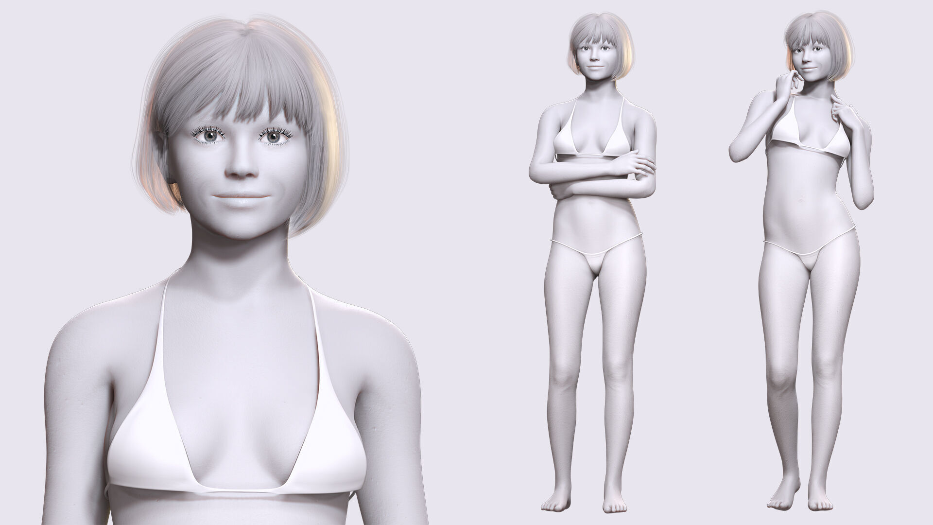 Free Rigged Female 3D Character Game Animation Ready Free low-poly 3D model_2