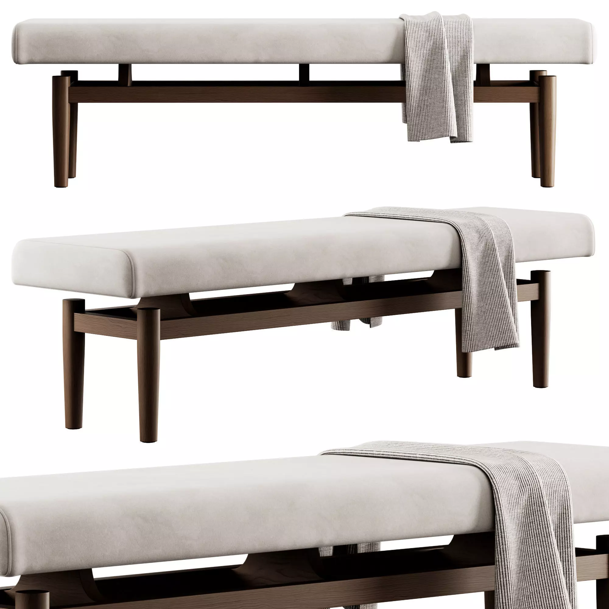 Upholstered Bench By Corcovado Design 3D model_0