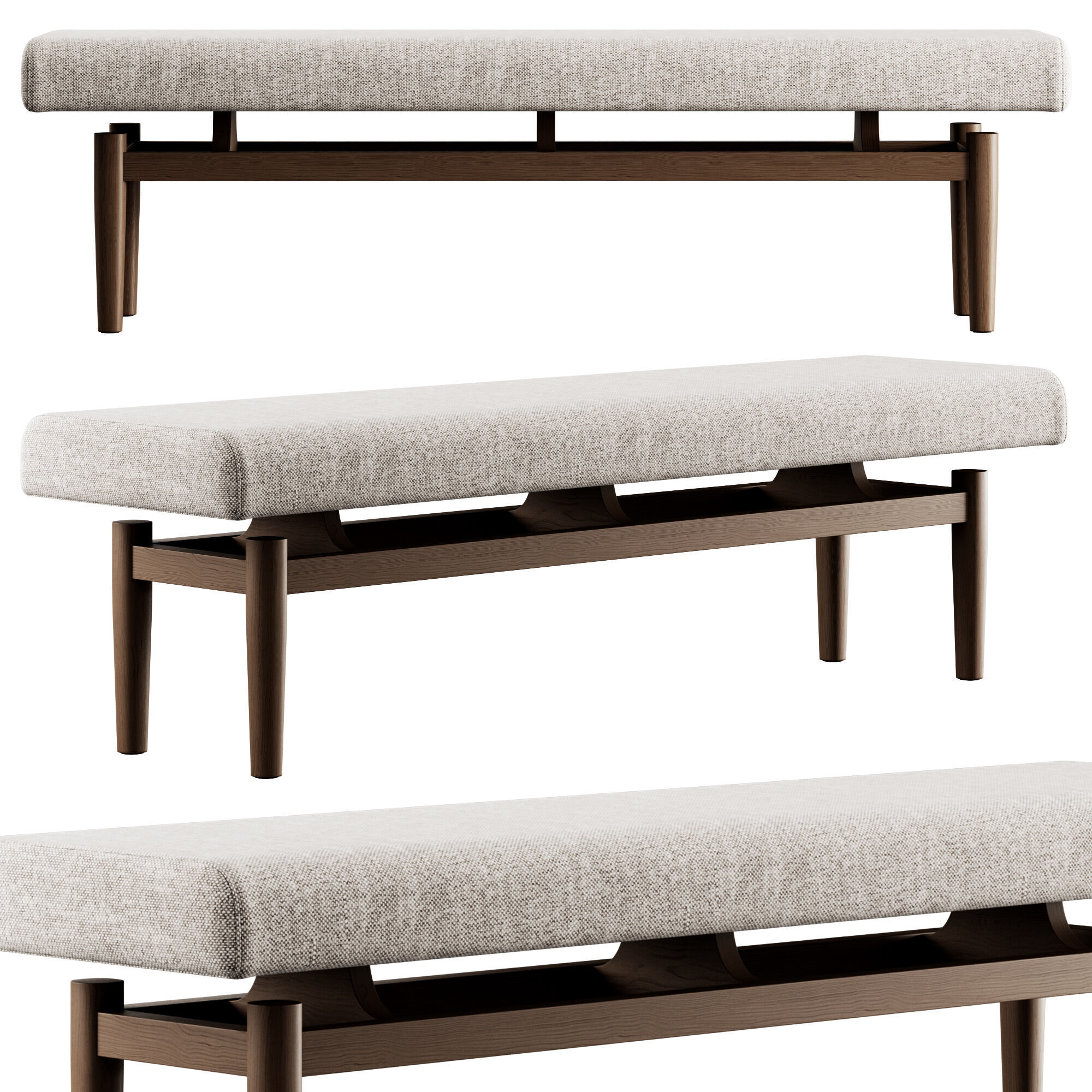Upholstered Bench By Corcovado Design 3D model_4