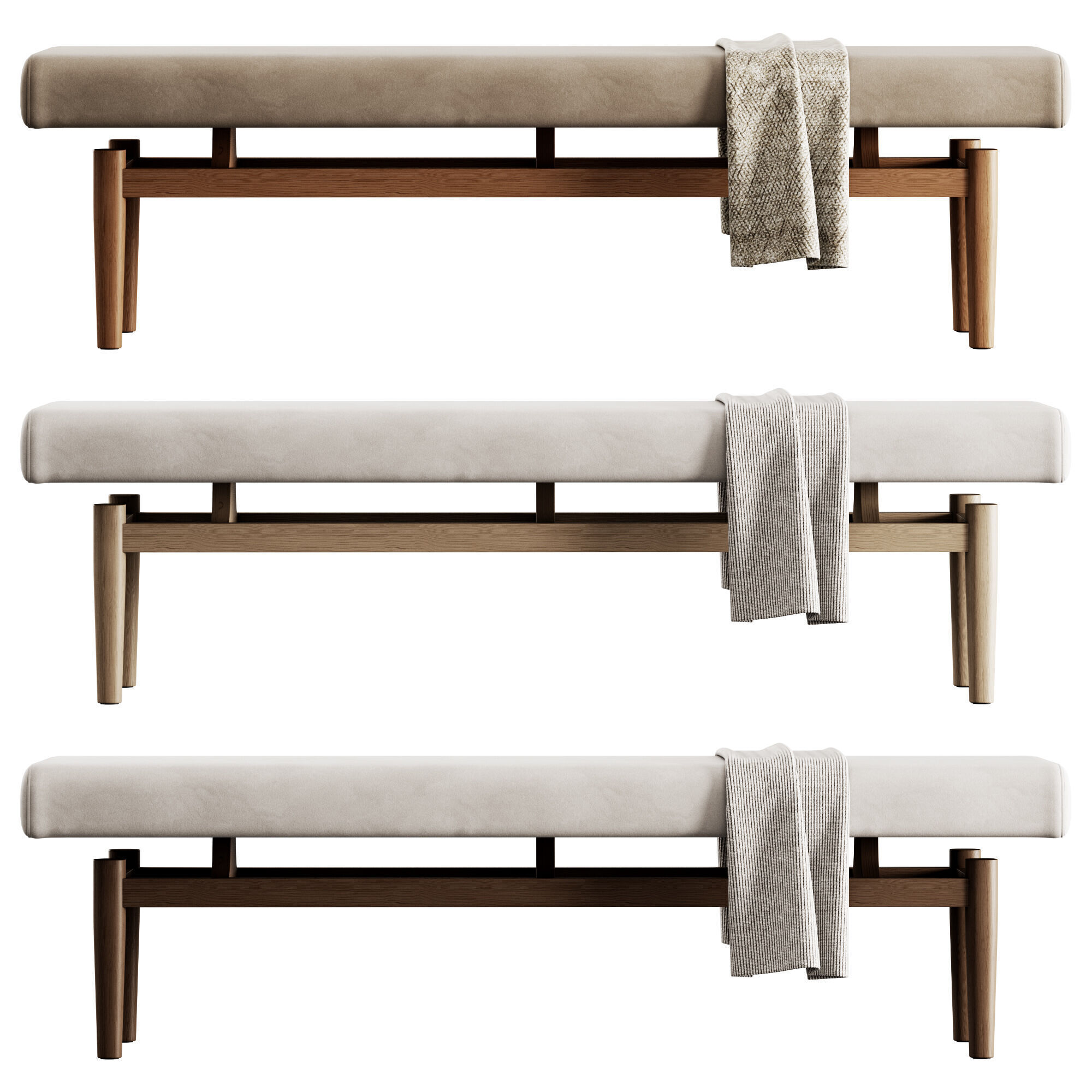Upholstered Bench By Corcovado Design 3D model_2