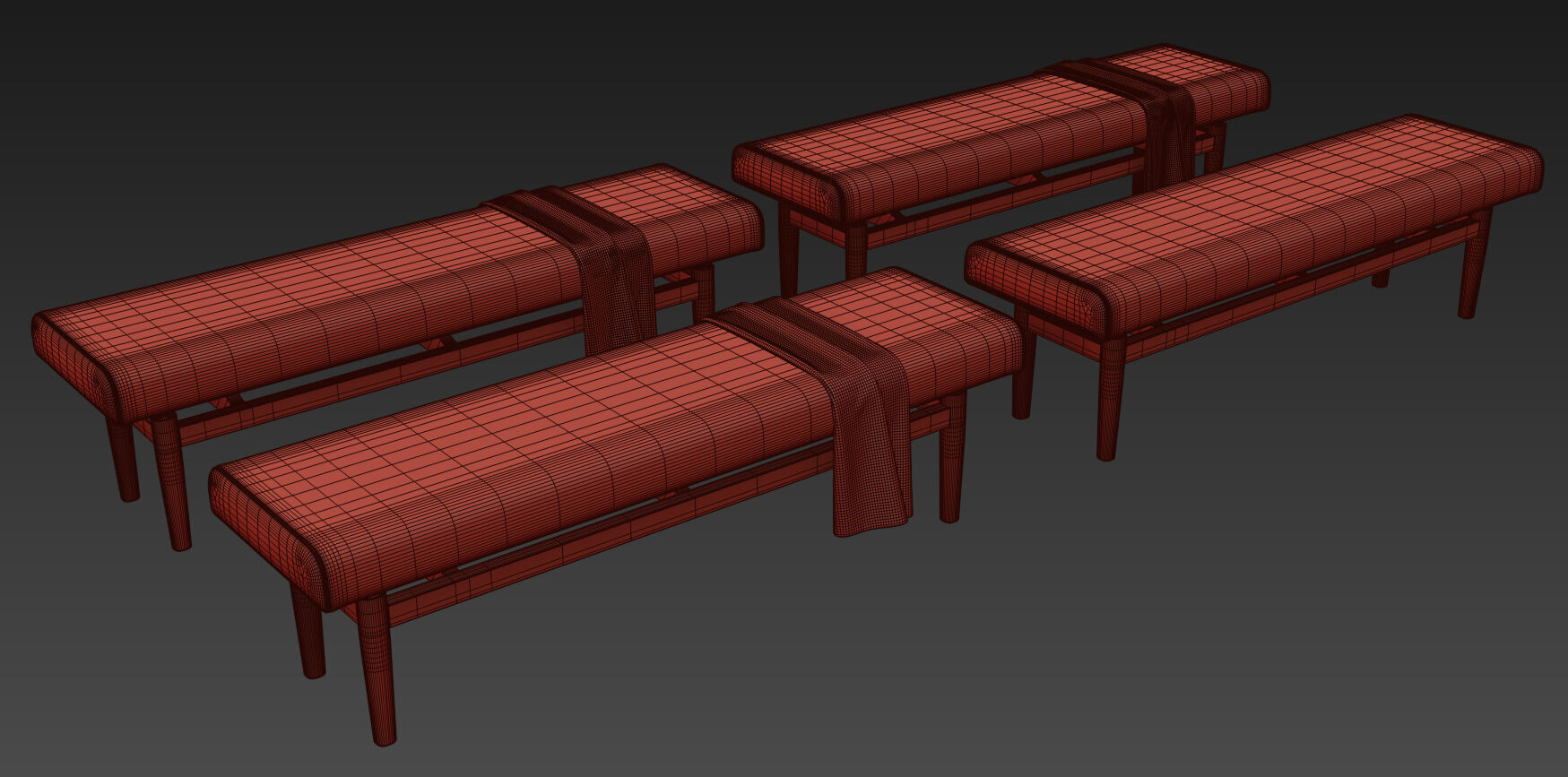 Upholstered Bench By Corcovado Design 3D model_16