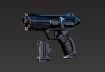 Sci-fi Security pistol 3D model_2