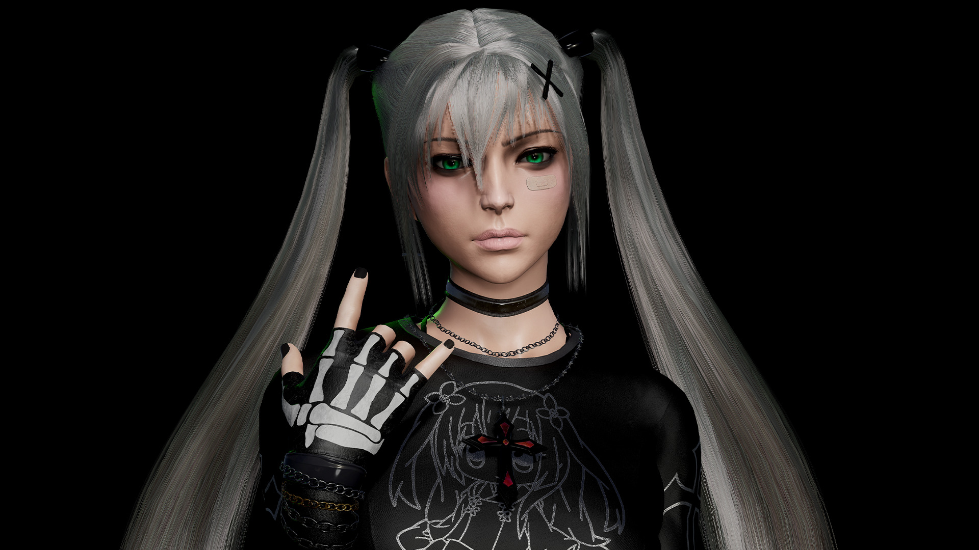 Rocker Girl Any Low-poly 3D model_2