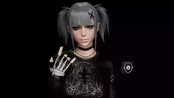 Rocker Girl Any Low-poly 3D model