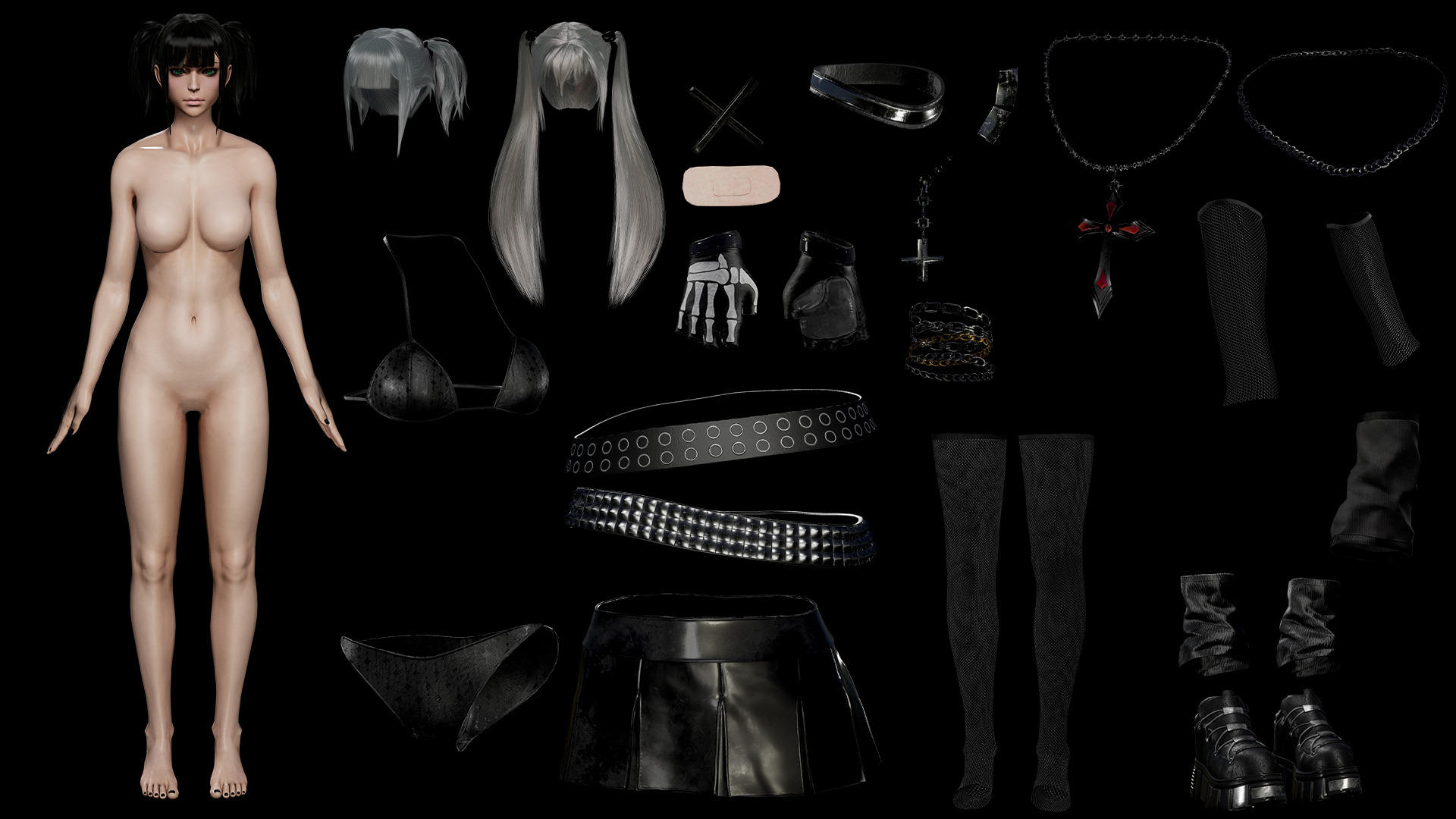 Rocker Girl Any Low-poly 3D model_11