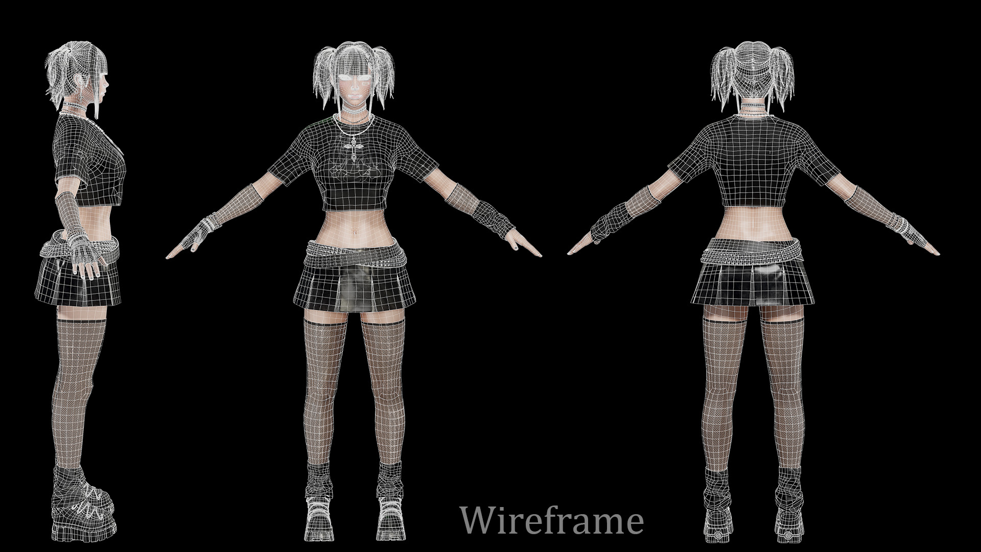 Rocker Girl Any Low-poly 3D model_20