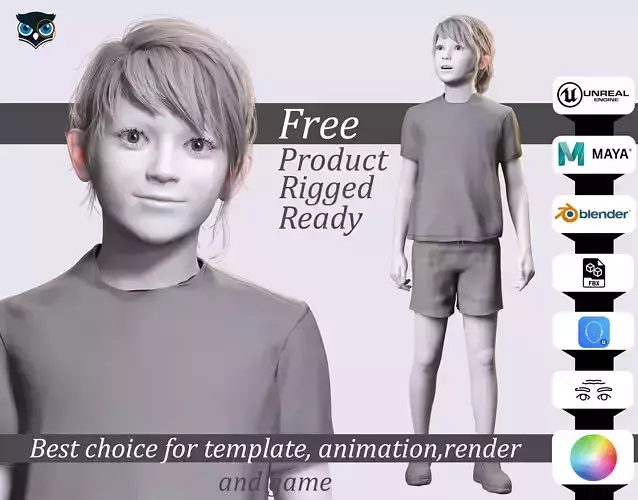 Free Rigged 3D Girl Character Game Animation Ready