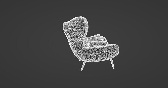 Modern Designer Lounge Chair 3D model 3