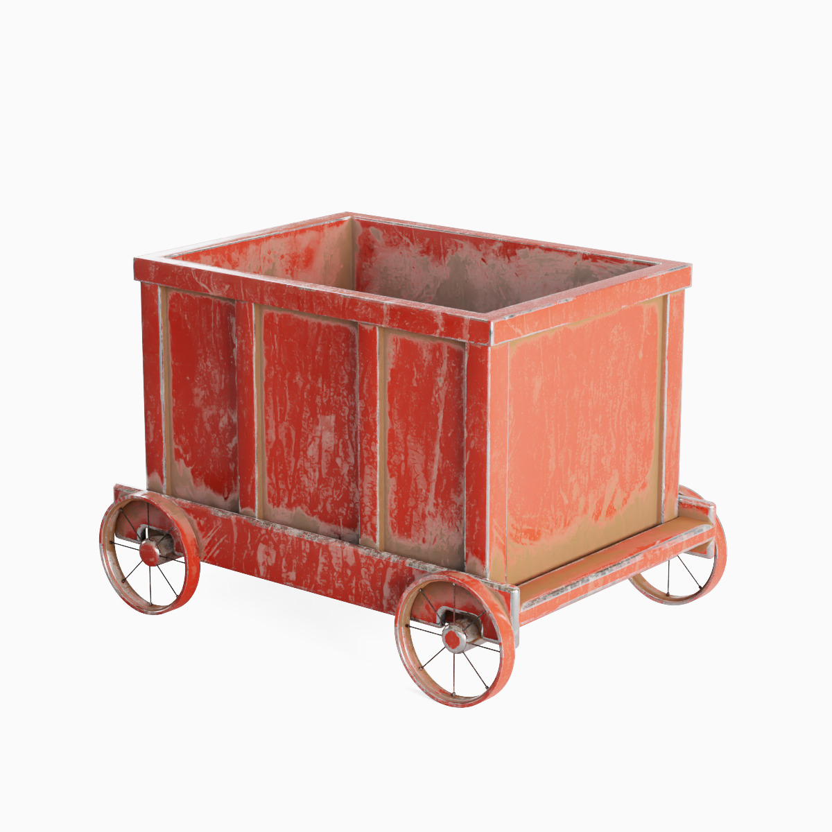 Old Mining Trolley 01 Low-poly 3D model_3
