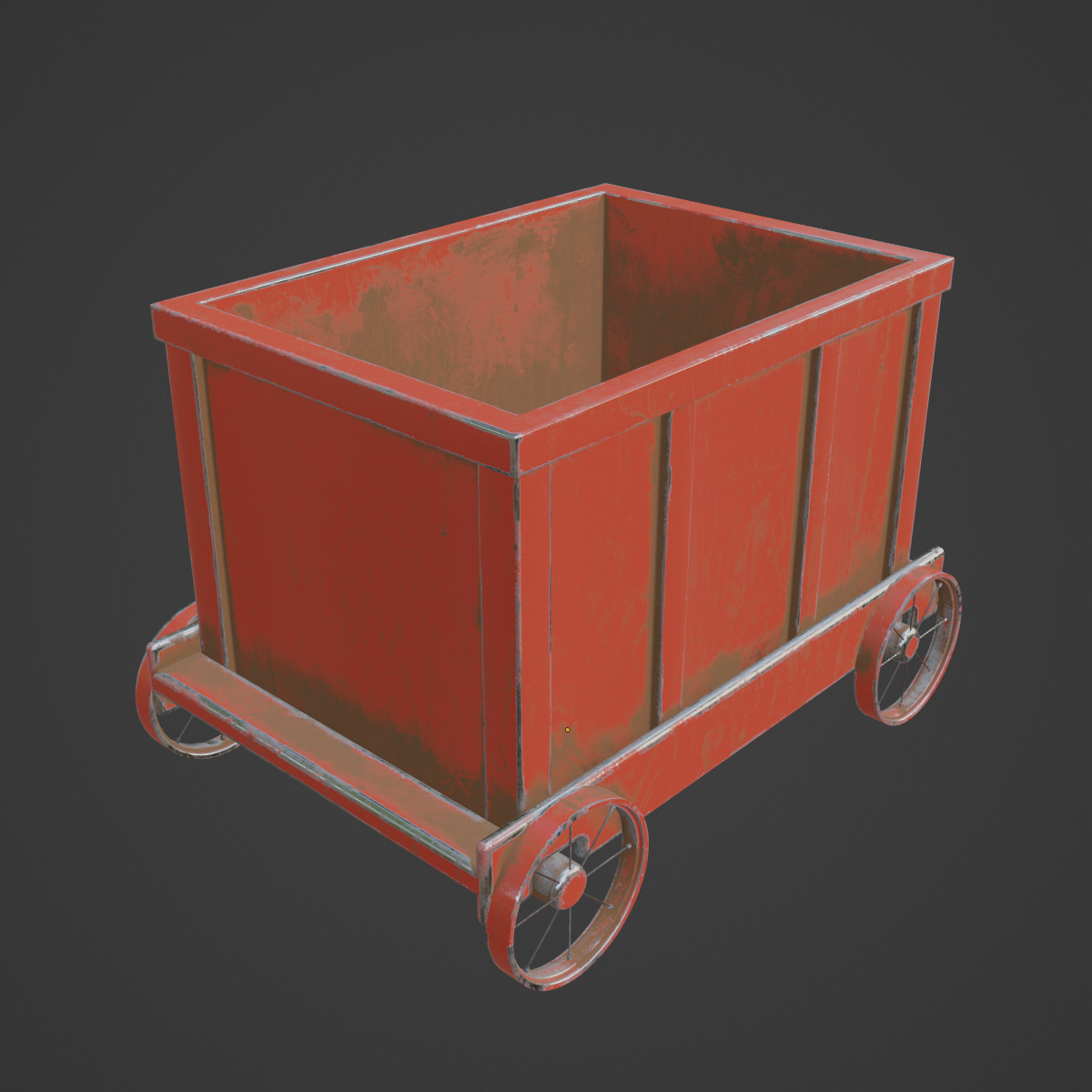 Old Mining Trolley 01 Low-poly 3D model_6