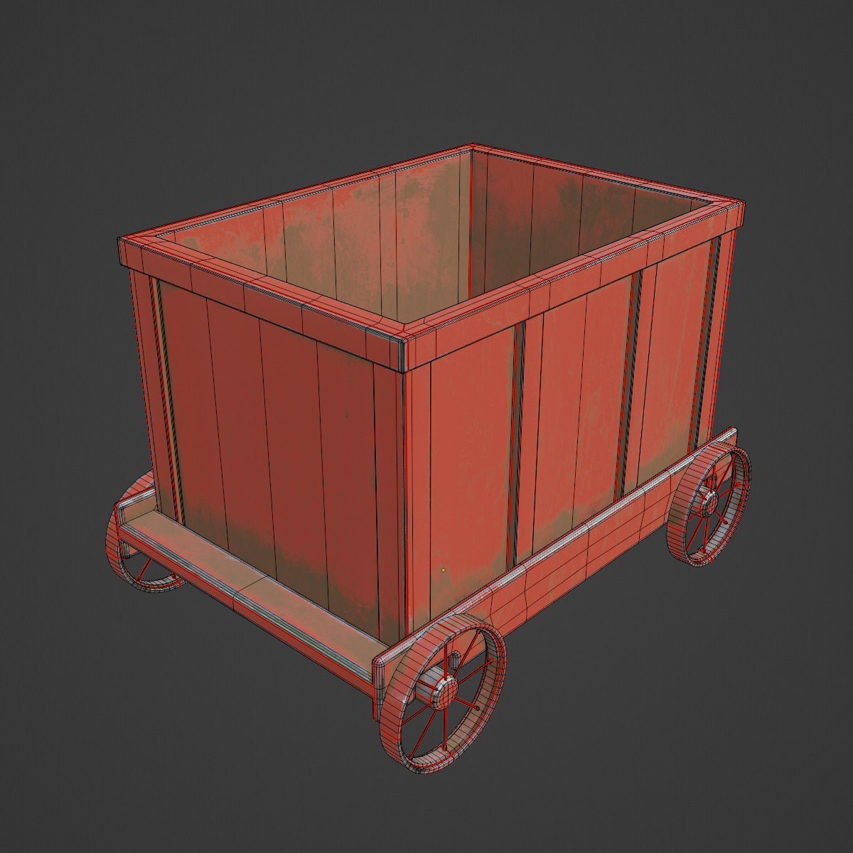 Old Mining Trolley 01 Low-poly 3D model_7