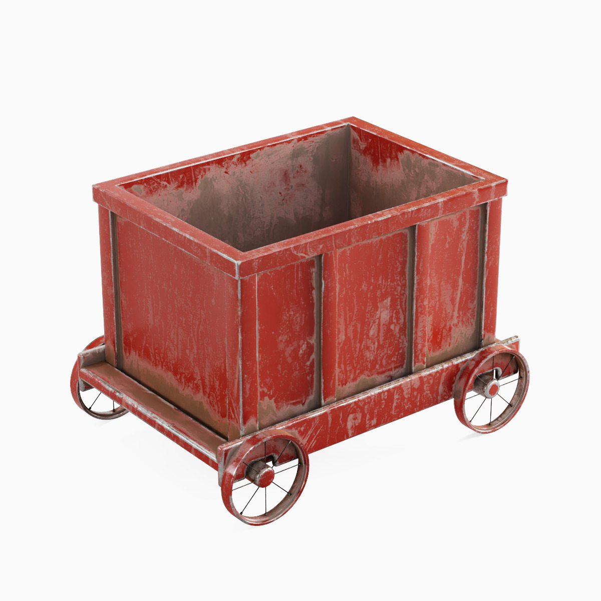 Old Mining Trolley 01 Low-poly 3D model_5