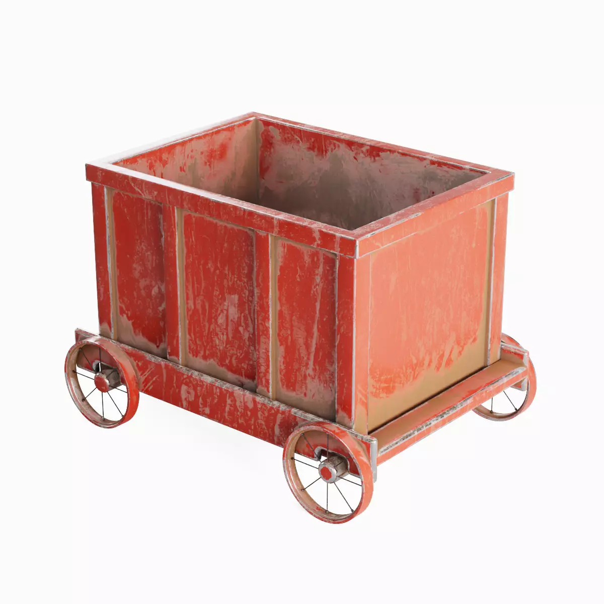 Old Mining Trolley 01 Low-poly 3D model_0
