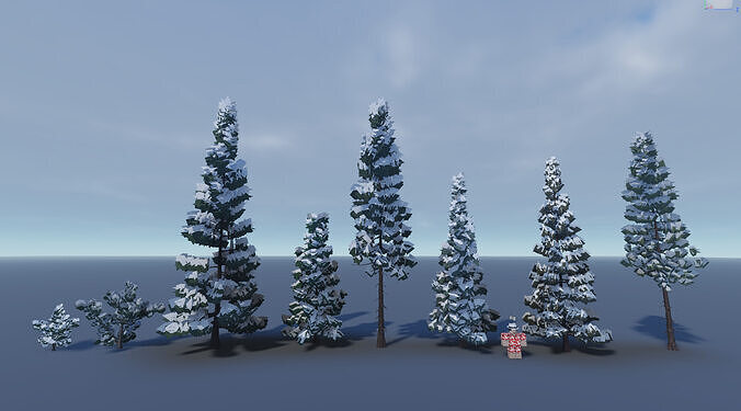 ROBLOX Snowy Stylized Spruce Trees Low-poly 3D model