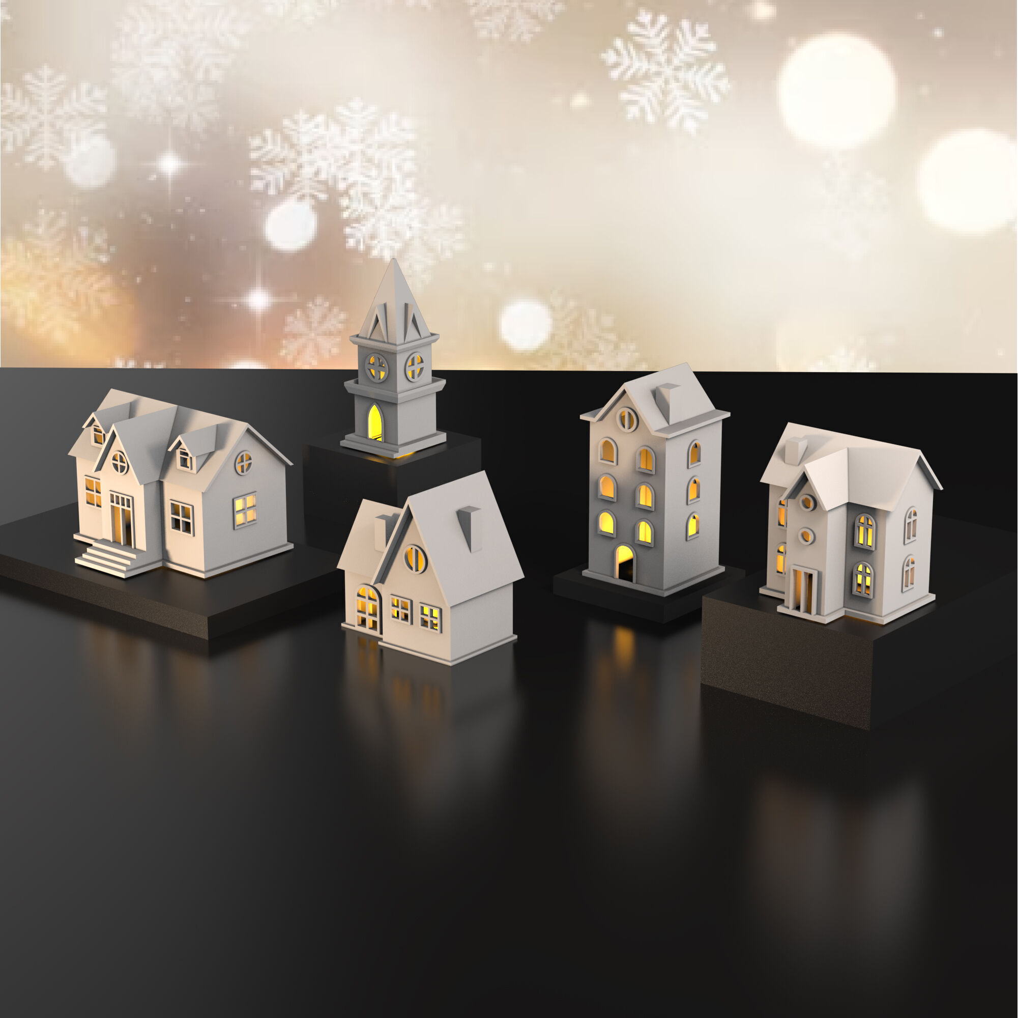 3D Christmas Houses - 5 pcs - Bundle for Christmas 3D print model_4