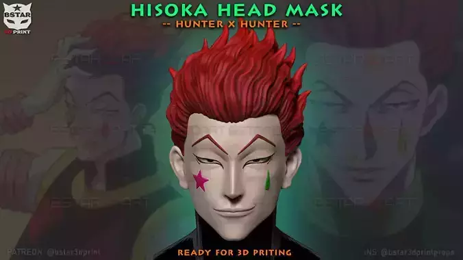 Hisoka Head Wearable Cosplay - Hunter X Hunter Anime 3D print model