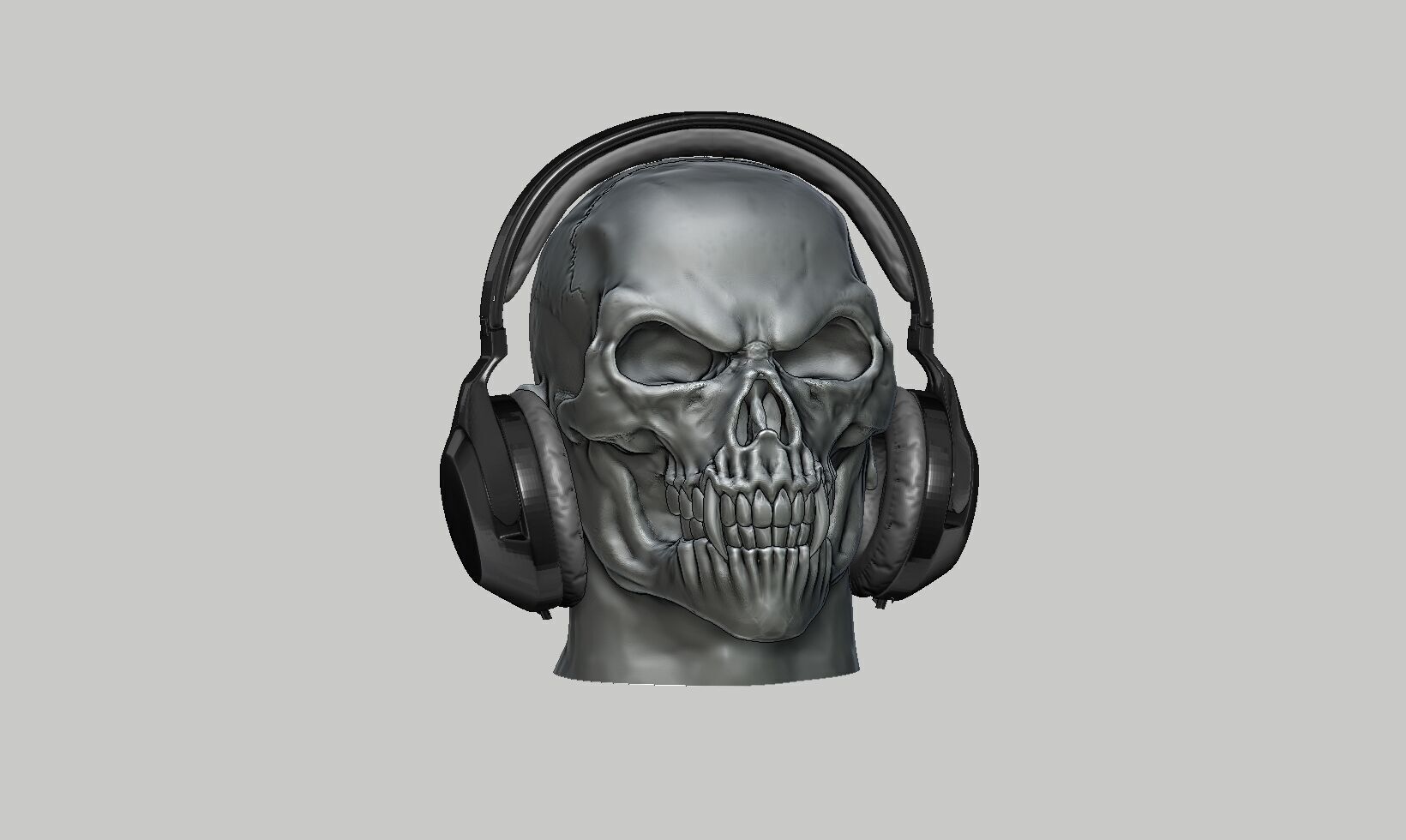Robot skull human Headphone Stand 3D print model_5