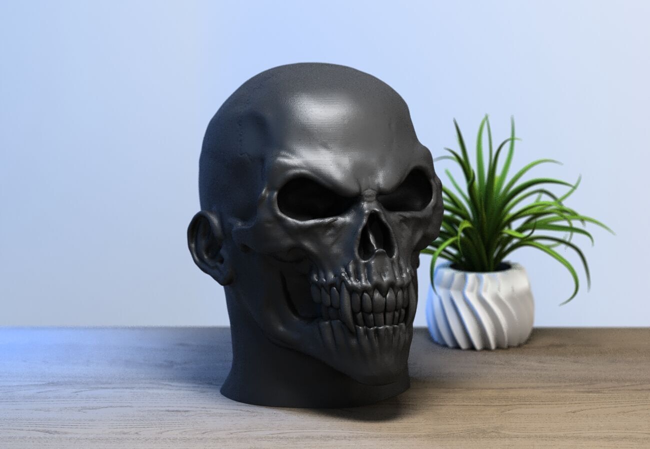 Robot skull human Headphone Stand 3D print model_3