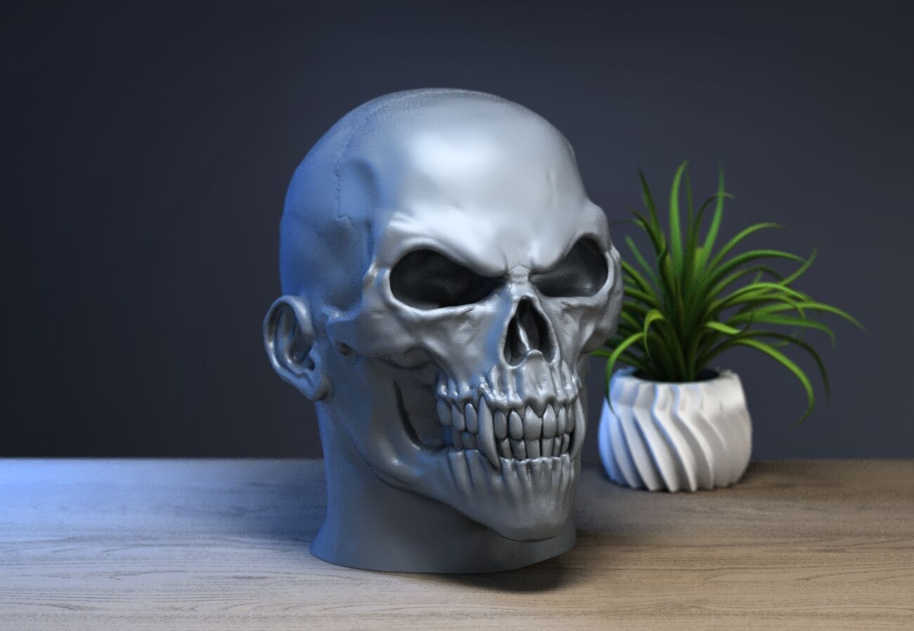 Robot skull human Headphone Stand 3D print model_2