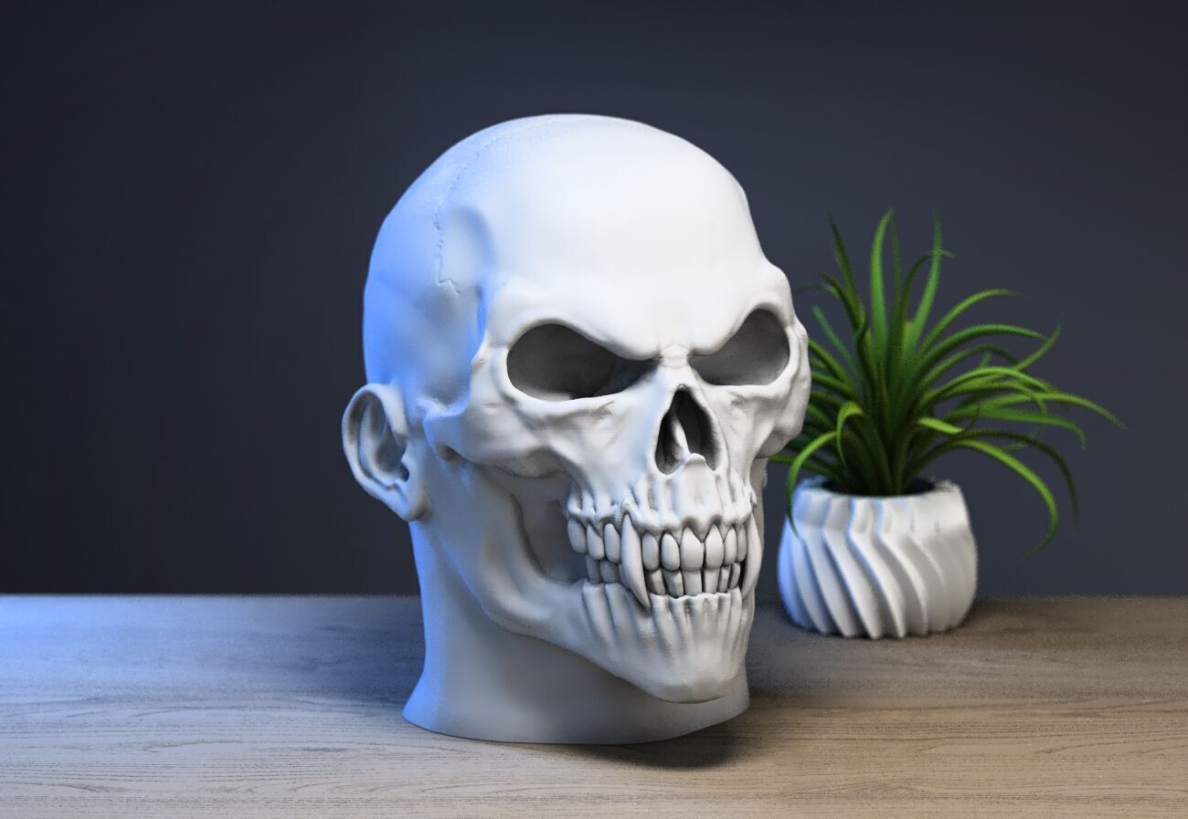 Robot skull human Headphone Stand 3D print model_1