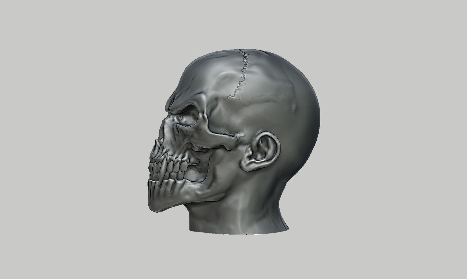 Robot skull human Headphone Stand 3D print model_9