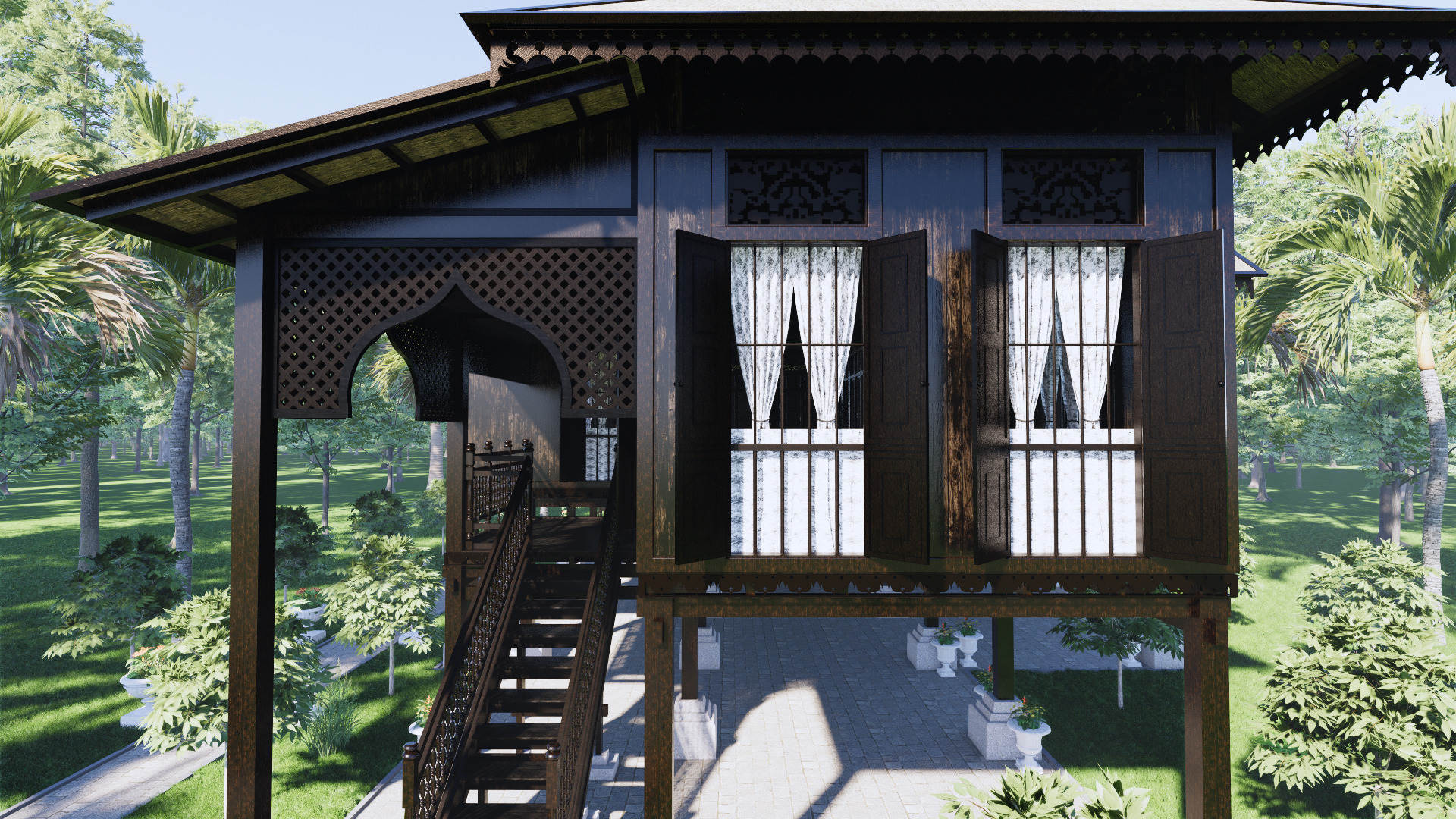 Perak Traditional House of Malaysia 3D model_3