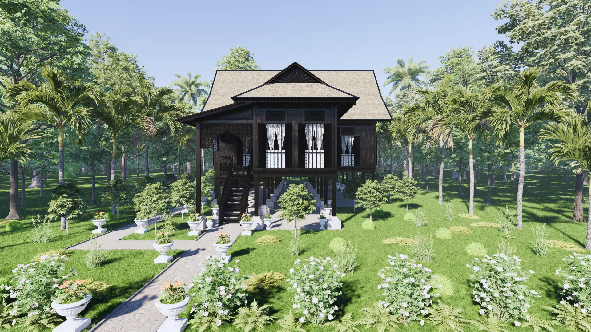Perak Traditional House of Malaysia 3D model_0